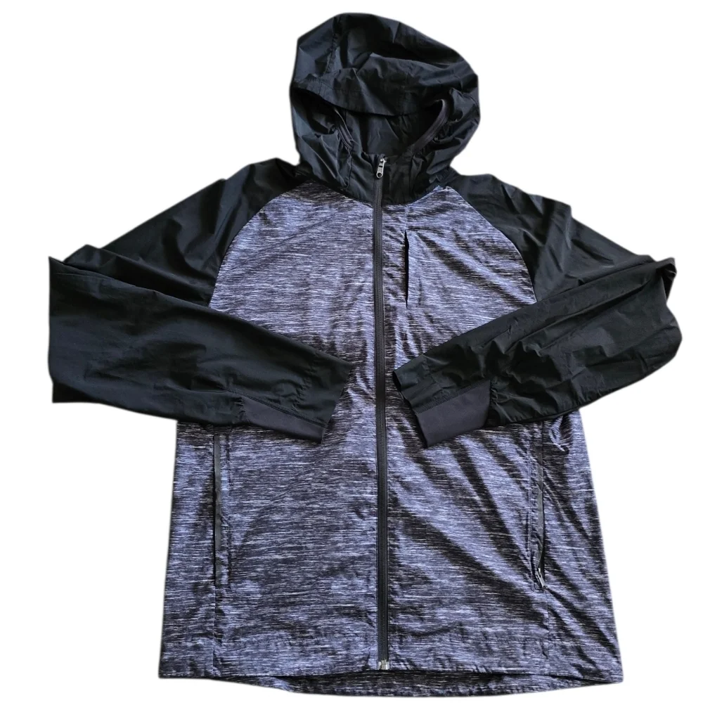 Lululemon Athletica Full Zip Black Gray Windbreaker Jacket Lightweight Men's L